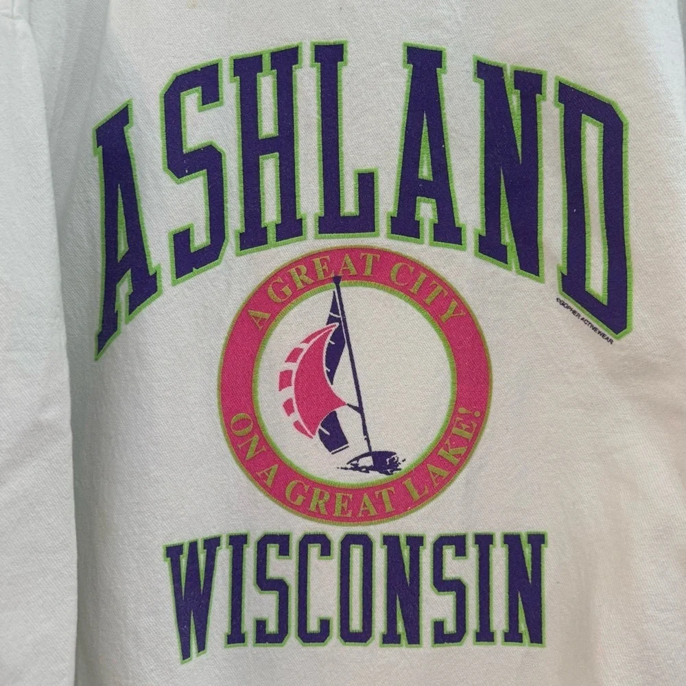 Oversized 90s Wisconsin Sailing Collared Grandpacore Sweatshirt 2XL Coastal
